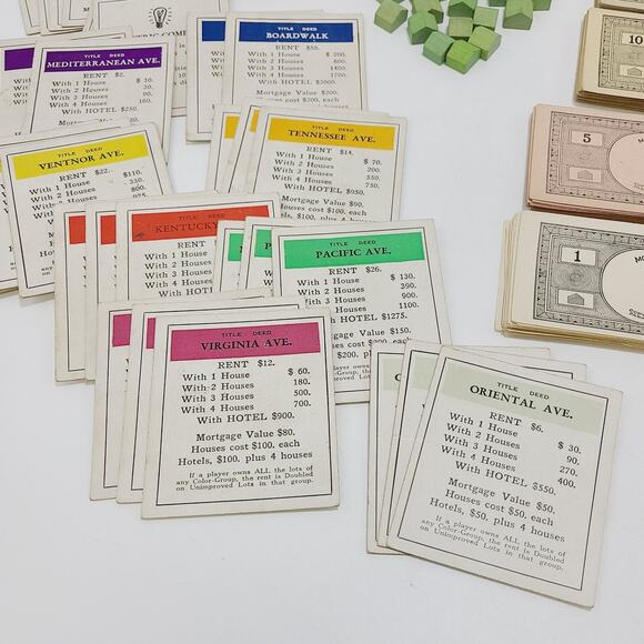 Monopoly 1936 Antique Vintage Black NO BOARD **IOB** - Picture 7 of 12